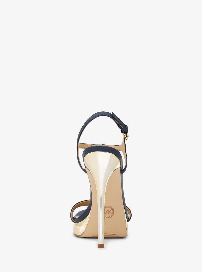 Michaelkors Berkley Leather and Metallic Stiletto Azul Marinho | SN-MK27559