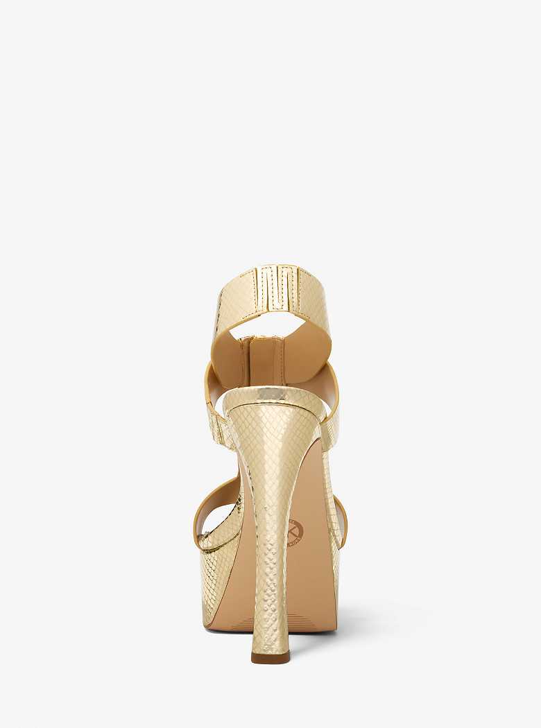 Michaelkors Berkley Metallic Snake Embossed Douradas | SN-MK27532