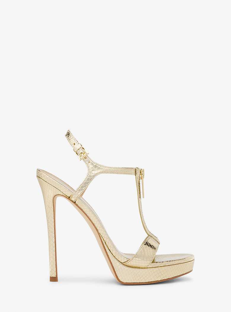 Michaelkors Berkley Metallic Snake Embossed Leather Stiletto Douradas | SN-MK27536