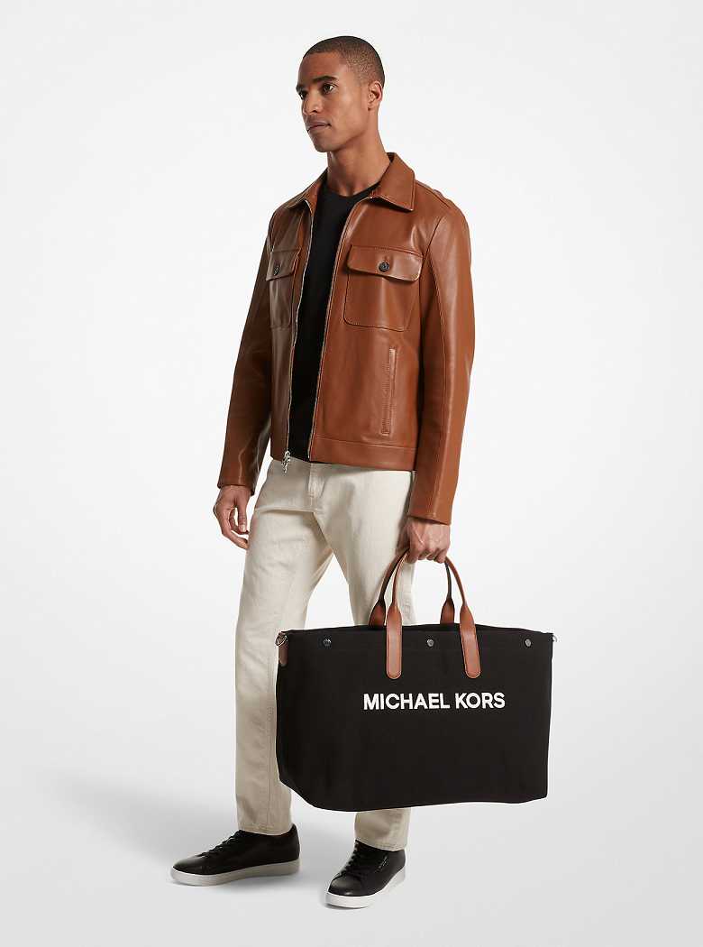 Michaelkors Brooklyn Oversized Cotton Canvas Pretas | SN-MK26930