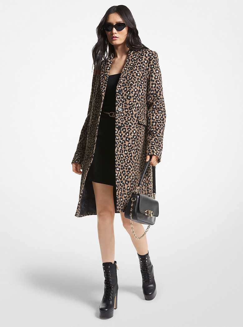 Michaelkors Brushed Leopard Jacquard Marrom Escuro Pretas | SN-MK26638