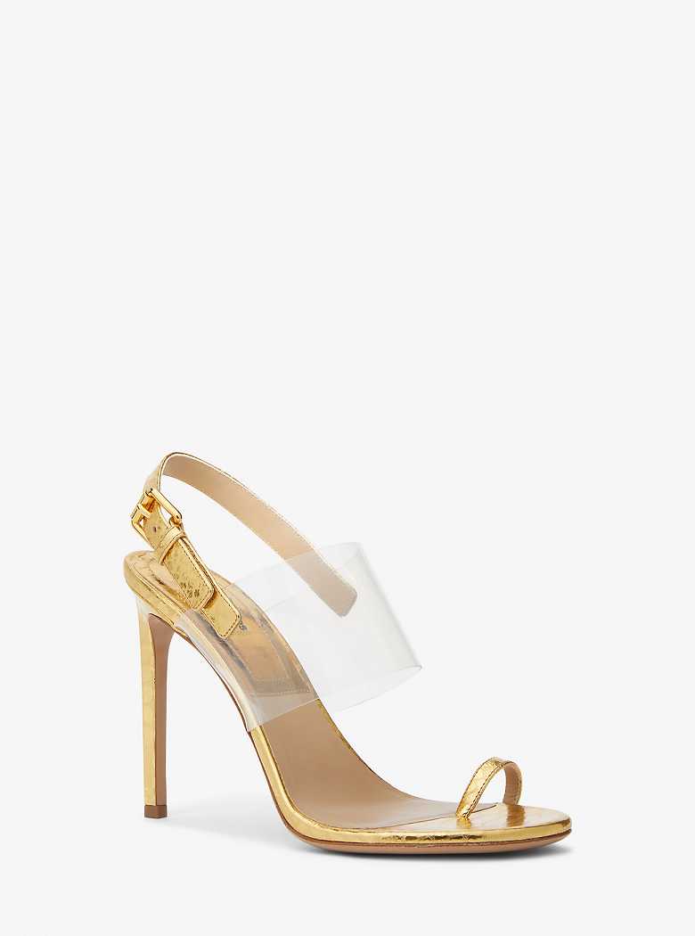 Michaelkors Catherine Metallic Python Embossed Leather Douradas | SN-MK27604