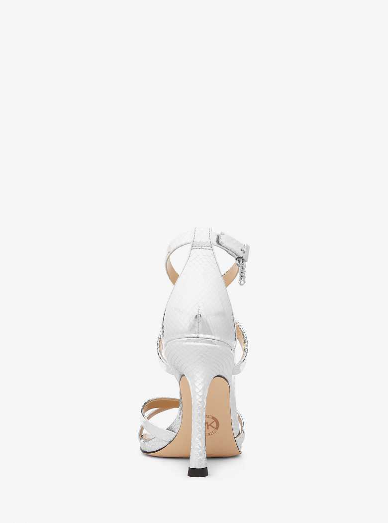 Michaelkors Celia Metallic Snake Embossed Leather Prateadas | SN-MK27572