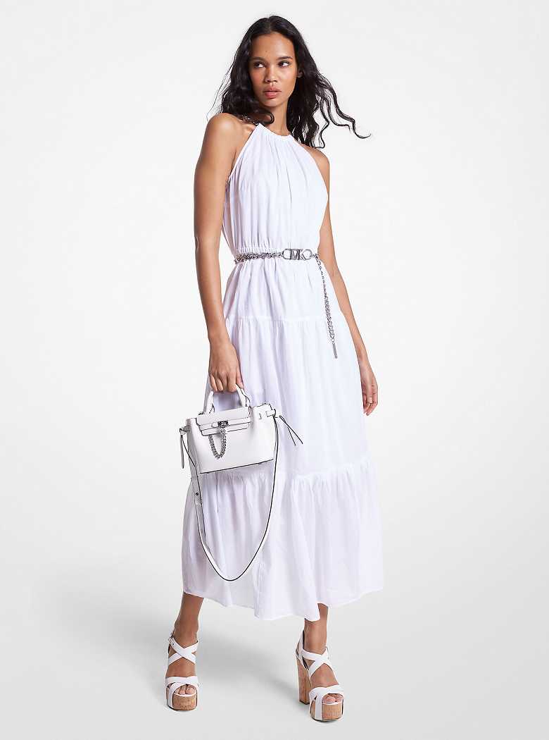 Michaelkors Chain Halter Cotton Lawn Midi Branco | SN-MK26720
