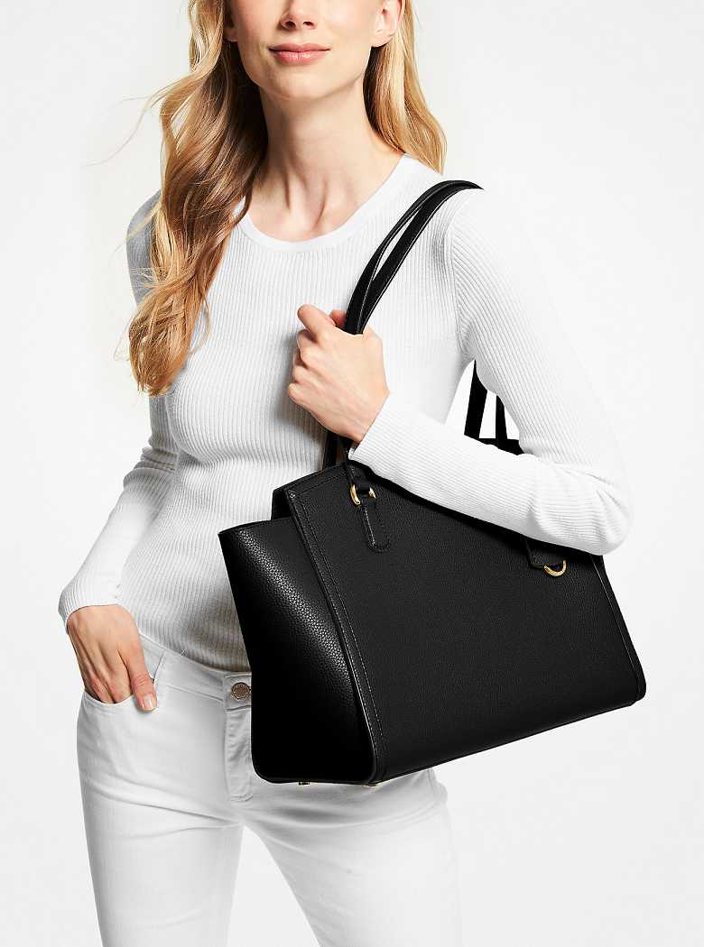 Michaelkors Chantal Large Pebbled Leather Pretas | SN-MK26854