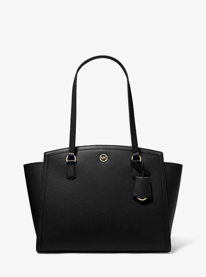 Michaelkors Chantal Large Pebbled Leather Pretas | SN-MK26854