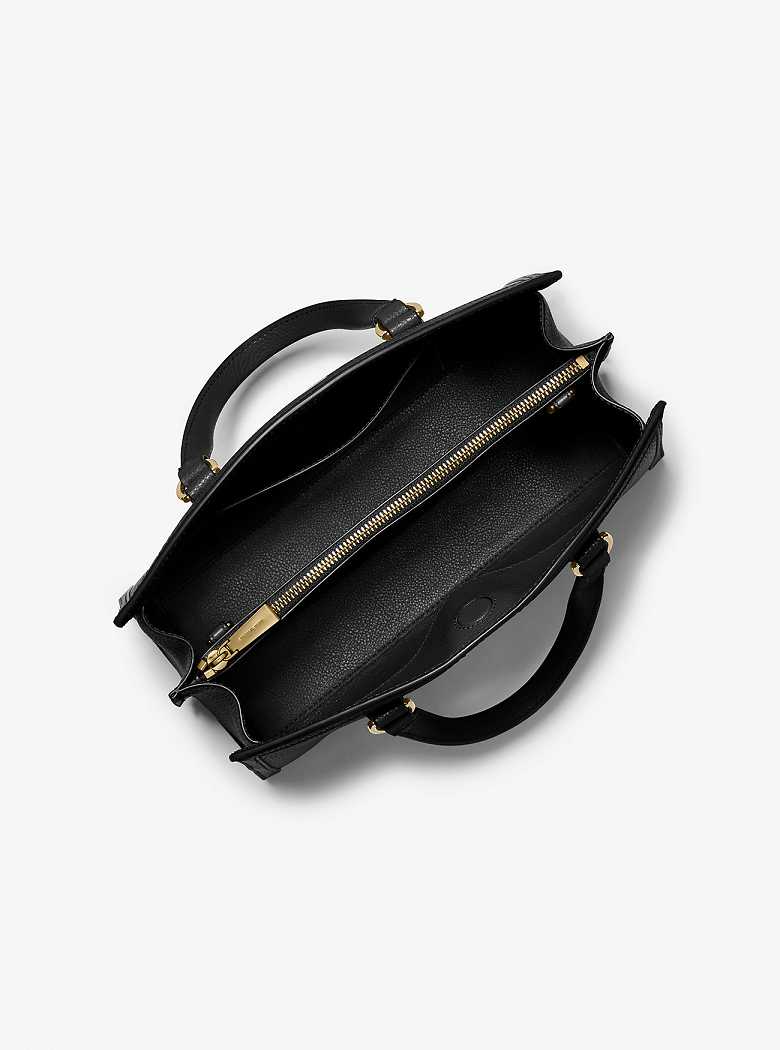 Michaelkors Chantal Medium Pebbled Leather Pretas | SN-MK27354