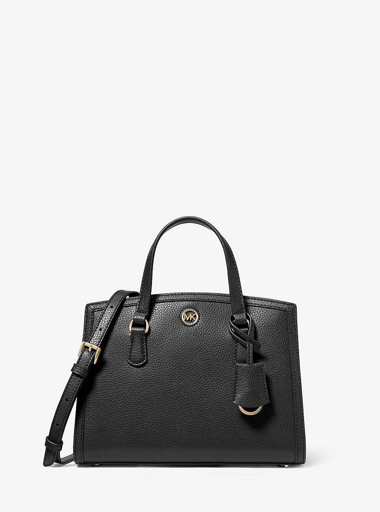 Michaelkors Chantal Small Pebbled Leather Pretas | SN-MK27355