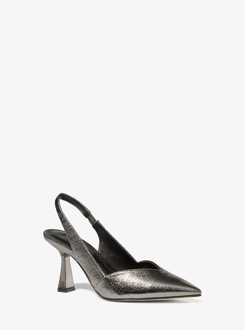 Michaelkors Chelsea Crackled Metallic Cinzentas Escuro | SN-MK27637