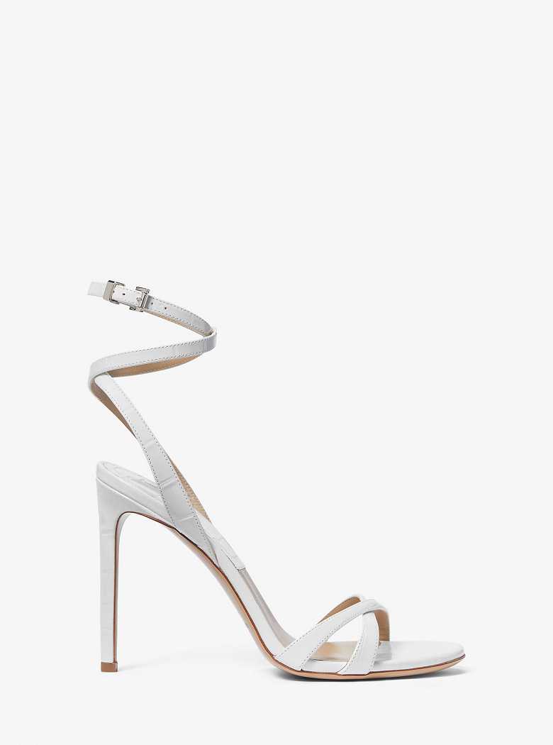 Michaelkors Chrissy Crocodile Embossed Leather Branco | SN-MK27656