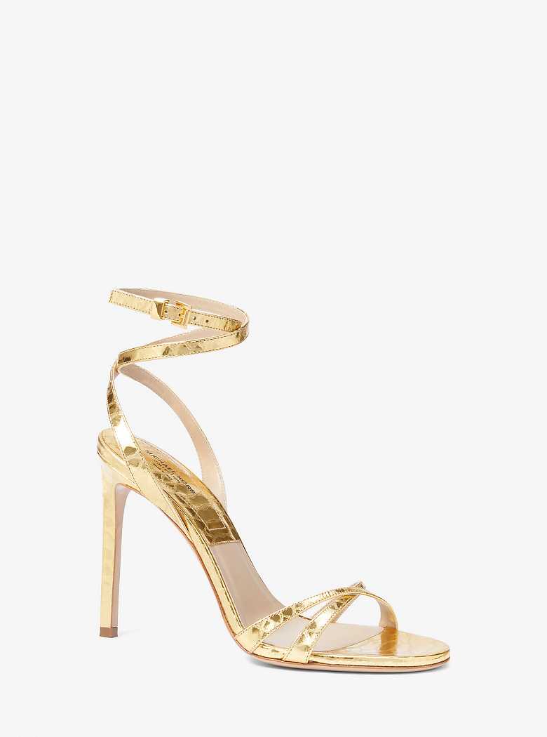 Michaelkors Chrissy Metallic Python Embossed Leather Douradas | SN-MK27541