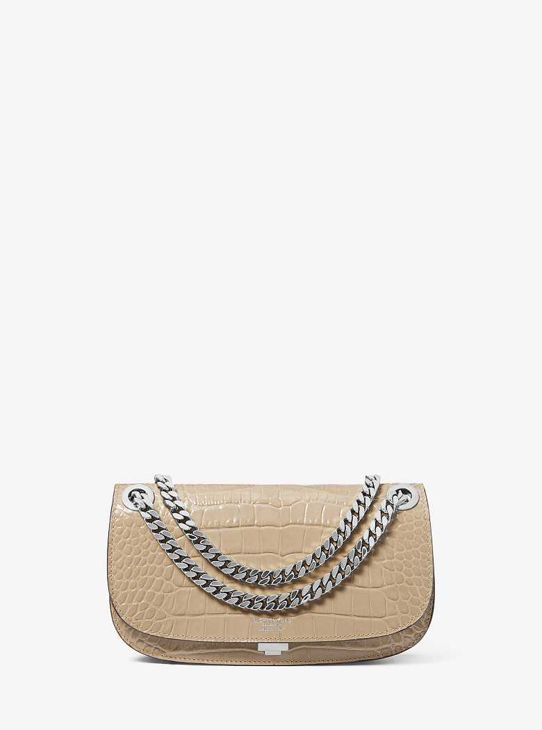 Michaelkors Christie Mini Crocodile Embossed Leather Marrom | SN-MK27087