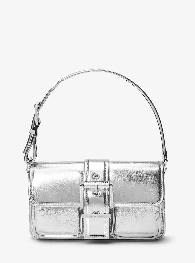 Michaelkors Colby Medium Metallic Leather Prateadas | SN-MK26959