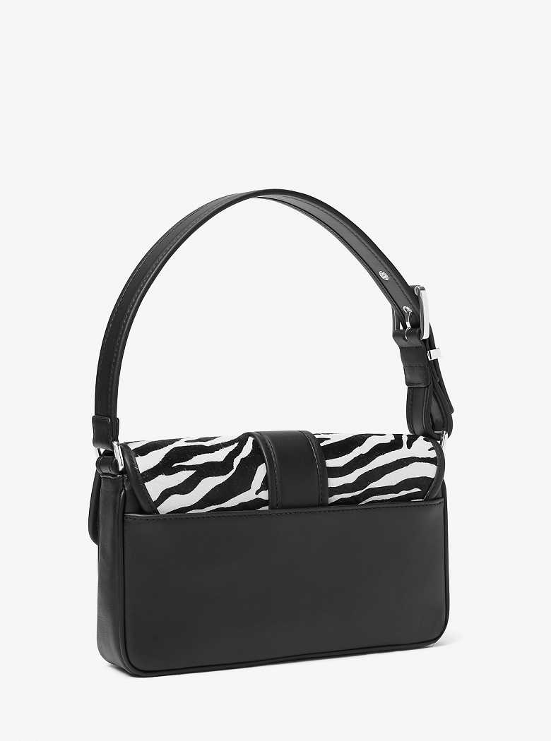 Michaelkors Colby Medium Zebra Print Calf Hair Pretas | SN-MK26966