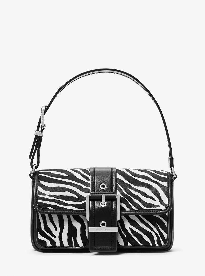 Michaelkors Colby Medium Zebra Print Calf Hair Pretas | SN-MK26966