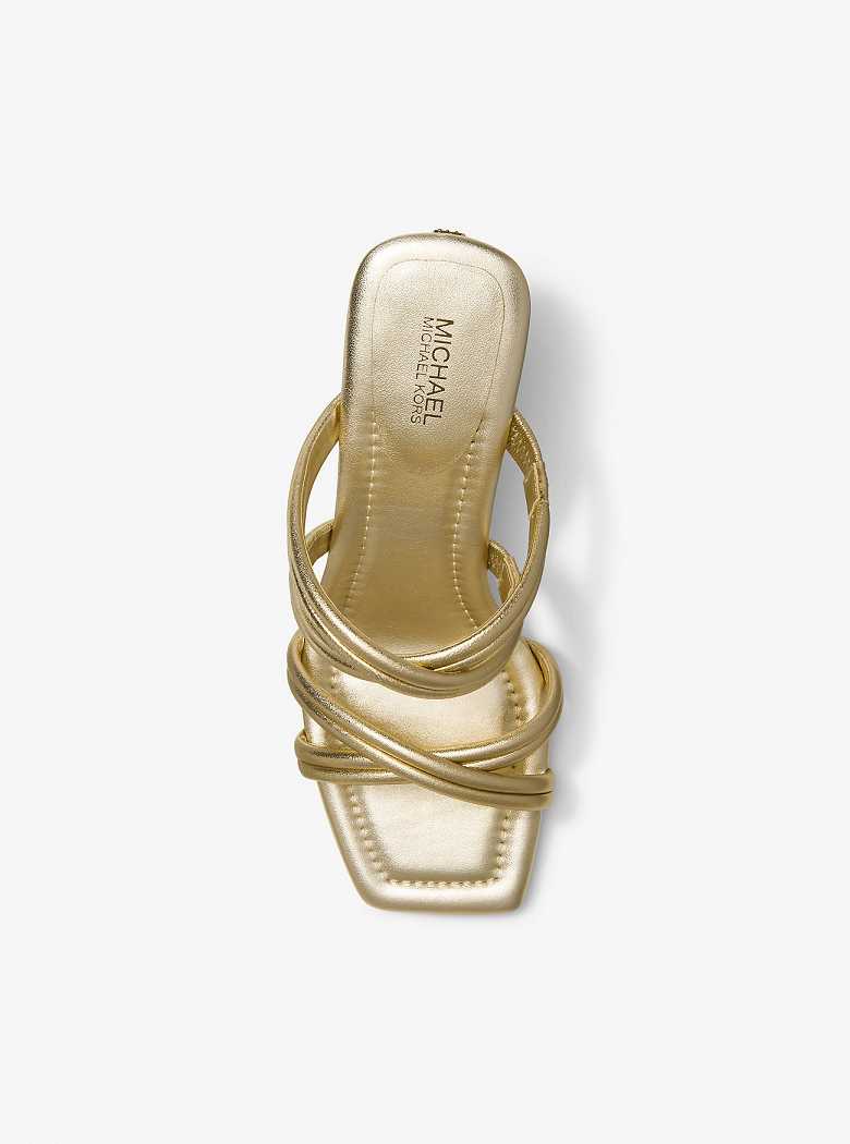 Michaelkors Corrine Metallic Leather Douradas | SN-MK27551