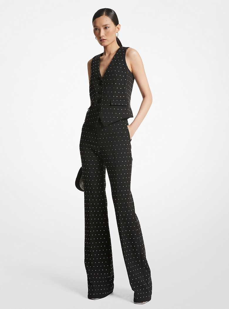 Michaelkors Crystal Embellished Stretch Crepe Pretas | SN-MK26562