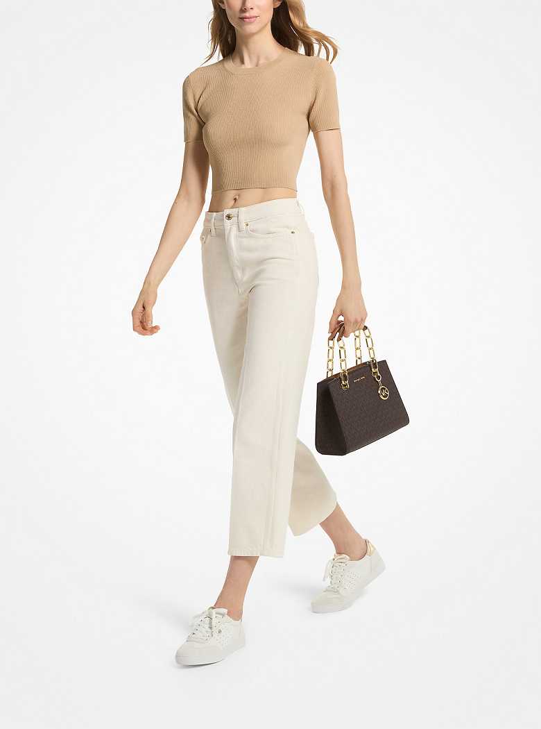Michaelkors Cynthia Small Signature Logo Marrom | SN-MK27322