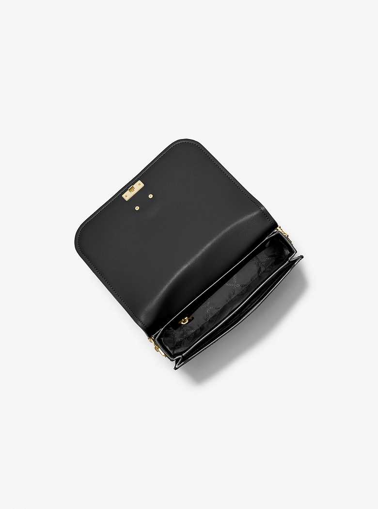 Michaelkors Delancey Medium Leather Pretas | SN-MK27172
