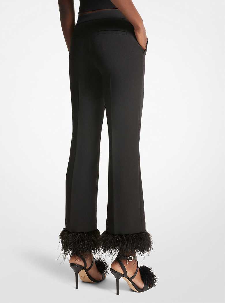 Michaelkors Detachable Feather Trim Stretch Crepe Pretas | SN-MK26571