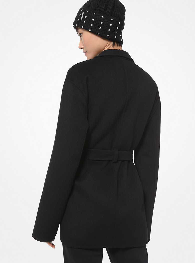 Michaelkors Double Face Wool Blend Shawl Collar Pretas | SN-MK26590