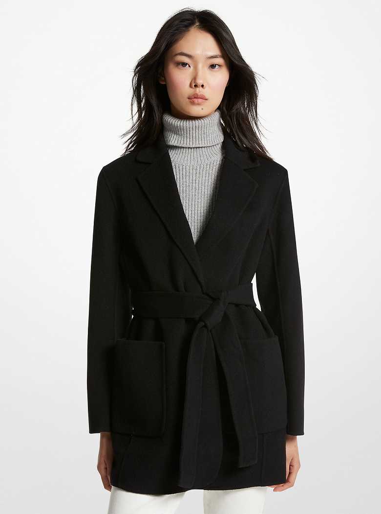 Michaelkors Double Faced Wool Blend Belted Pretas | SN-MK26587