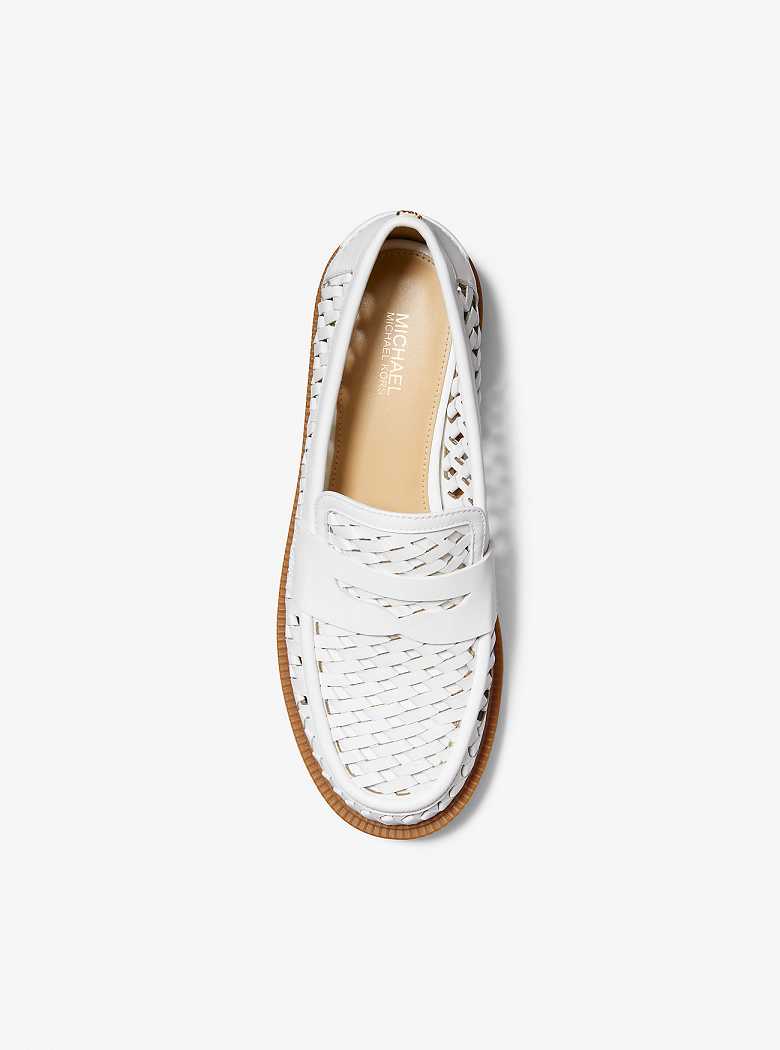 Michaelkors Eden Hand-Woven Leather Branco | SN-MK27703