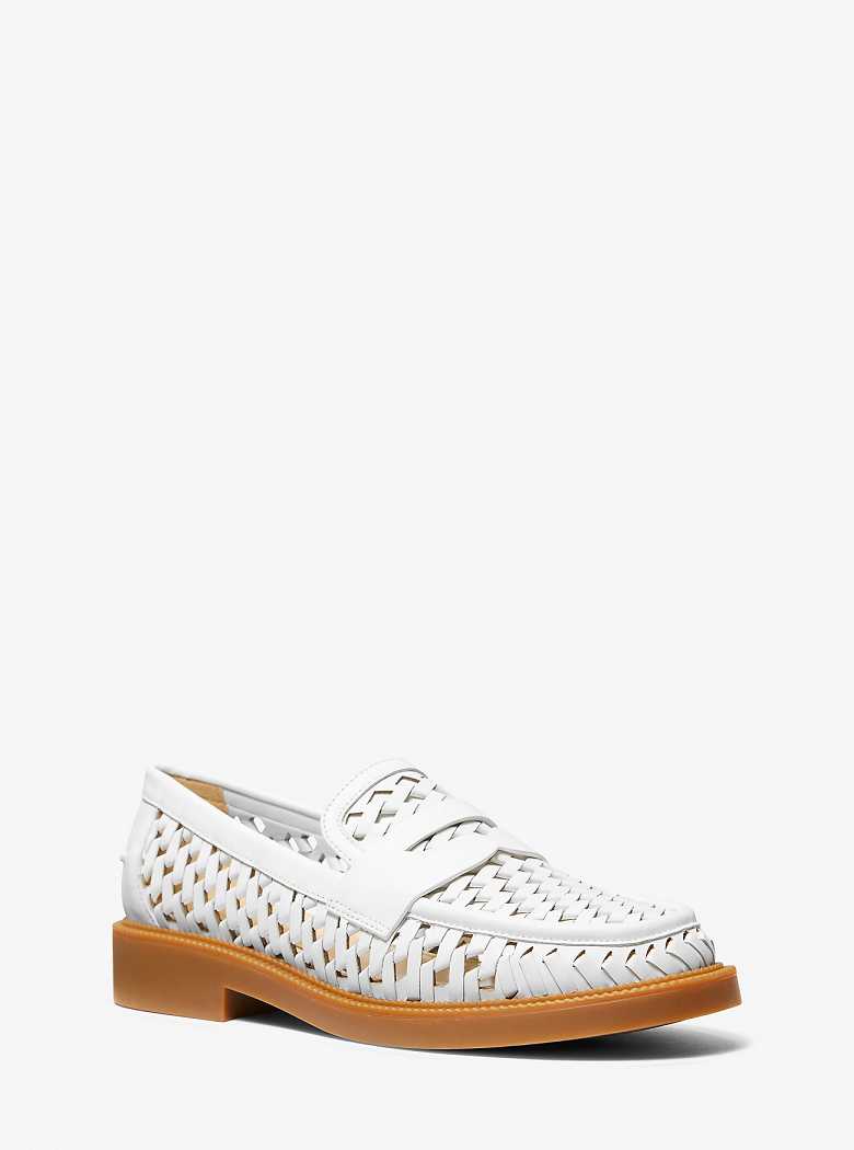 Michaelkors Eden Hand-Woven Leather Branco | SN-MK27703