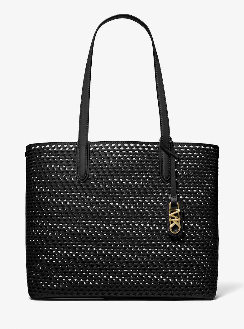 Michaelkors Eliza Extra-Large Hand-Woven Leather Pretas | SN-MK26795