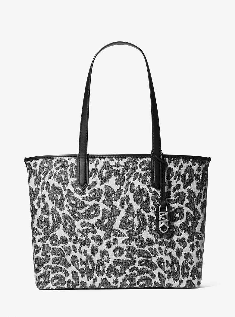Michaelkors Eliza Extra-Large Leopard Logo Pretas | SN-MK26798