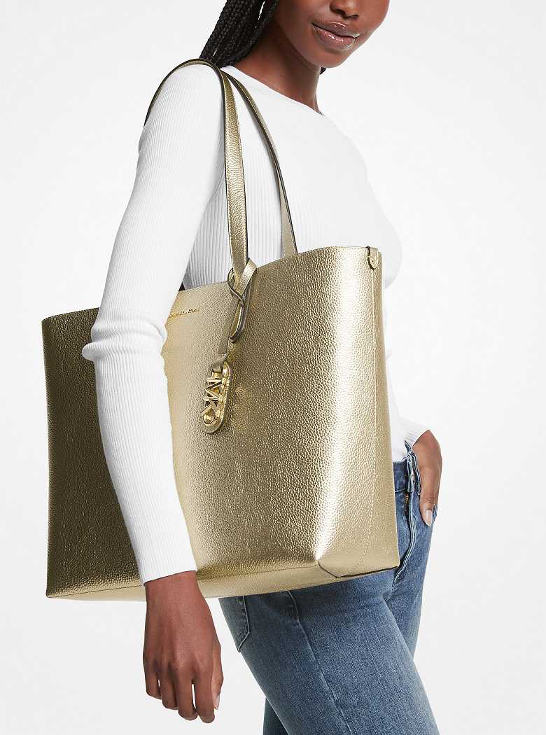 Michaelkors Eliza Extra-Large Metallic Pebbled Leather Douradas | SN-MK26831