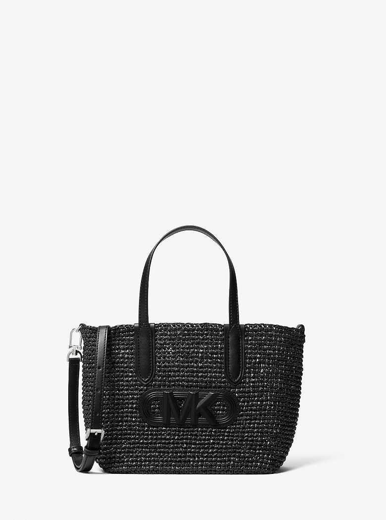Michaelkors Eliza Extra-Small Empire Logo Straw Pretas Pretas | SN-MK26817