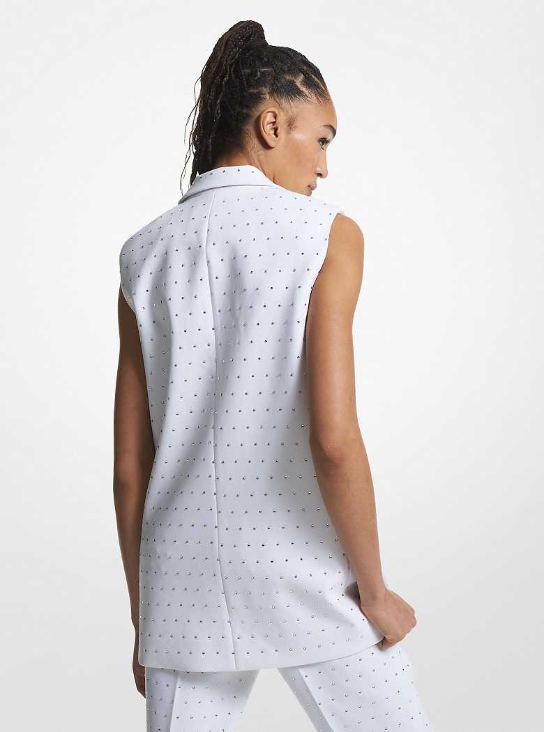 Michaelkors Embellished Crepe Sleeveless Branco | SN-MK26641