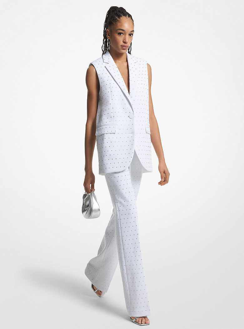 Michaelkors Embellished Crepe Sleeveless Branco | SN-MK26641