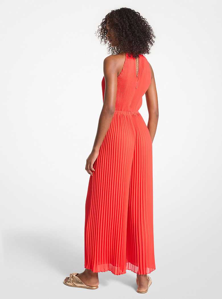 Michaelkors Embellished Georgette Halter Coral | SN-MK26772