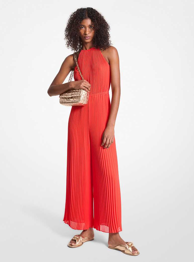 Michaelkors Embellished Georgette Halter Coral | SN-MK26772