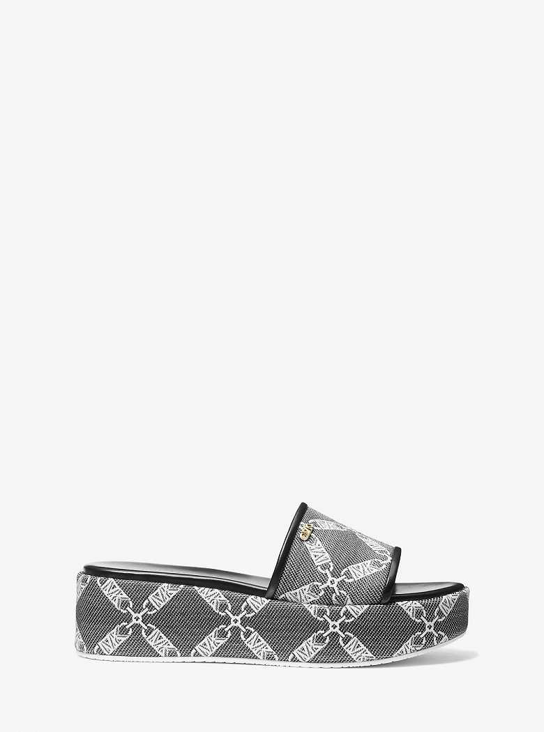 Michaelkors Ember Empire Logo Jacquard Platform Pretas Branco | SN-MK27567