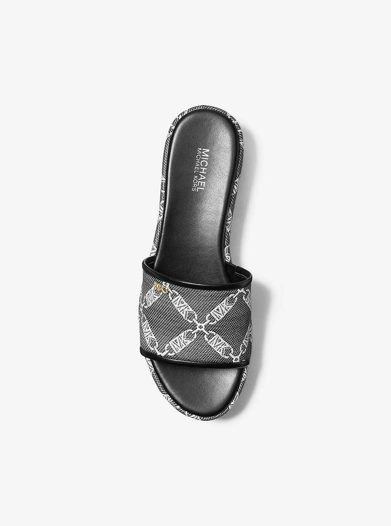 Michaelkors Ember Empire Logo Jacquard Platform Pretas Branco | SN-MK27567