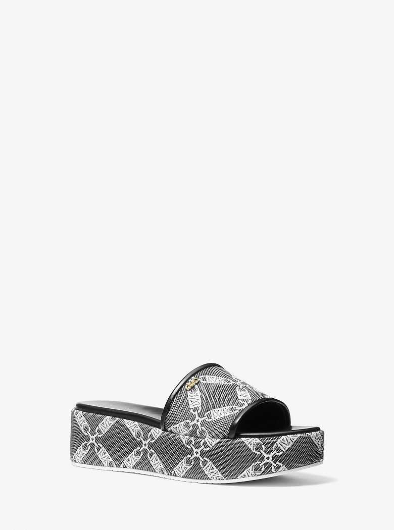 Michaelkors Ember Empire Logo Jacquard Platform Pretas Branco | SN-MK27567