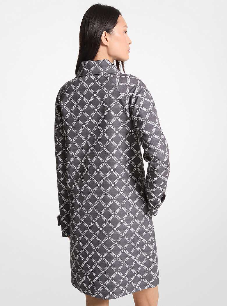 Michaelkors Empire Logo Jacquard Balmacaan Pretas Branco | SN-MK26595