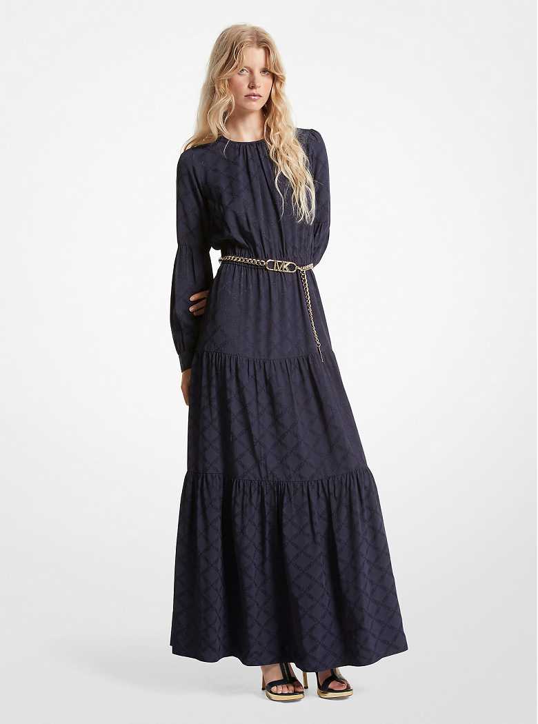 Michaelkors Empire Logo Jacquard Belted Azuis | SN-MK26678