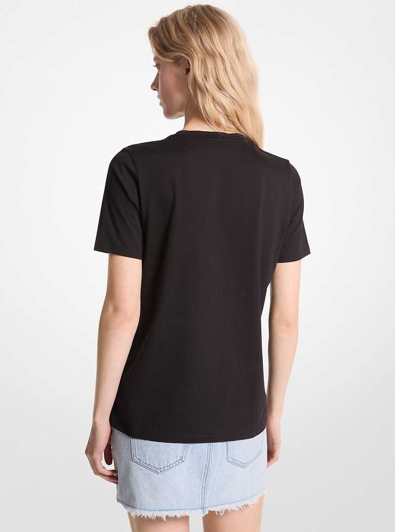 Michaelkors Empire Logo Organic Cotton Jersey T-Shirt Pretas | SN-MK26515