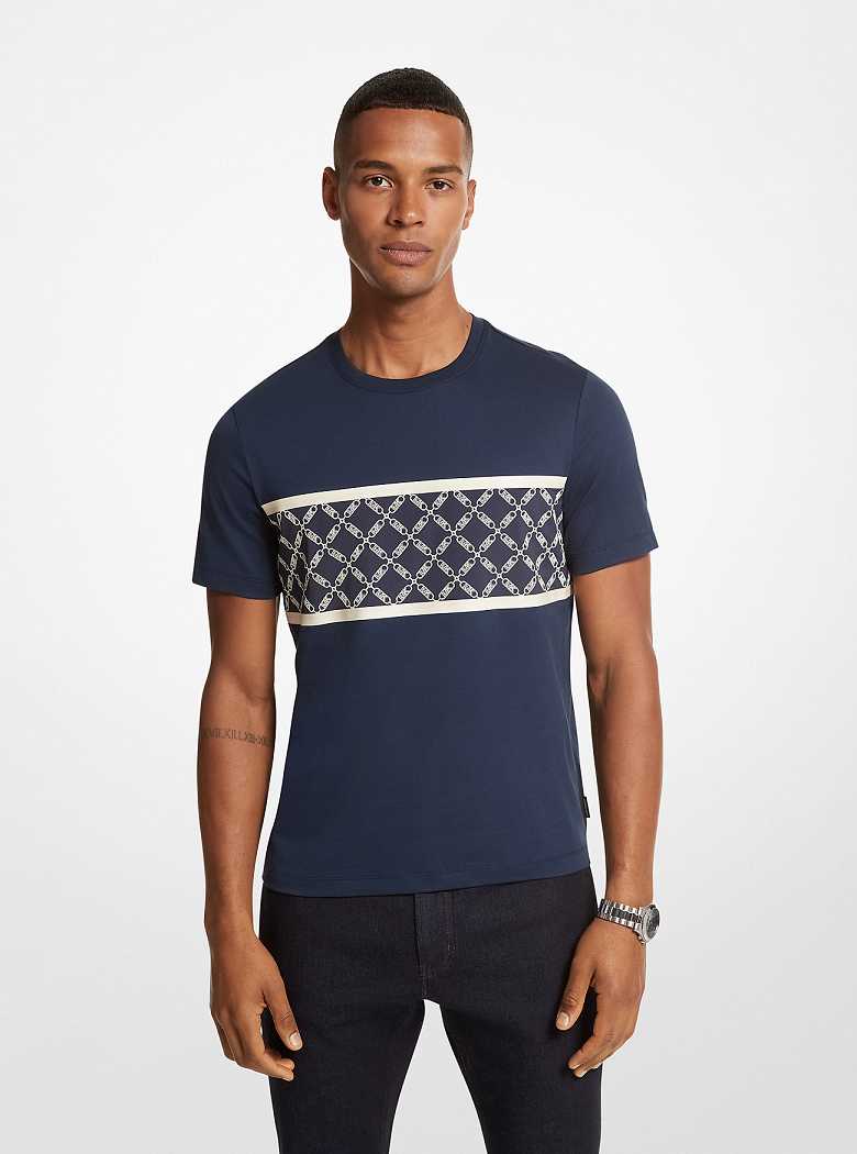 Michaelkors Empire Logo Print Cotton Azuis | SN-MK27927