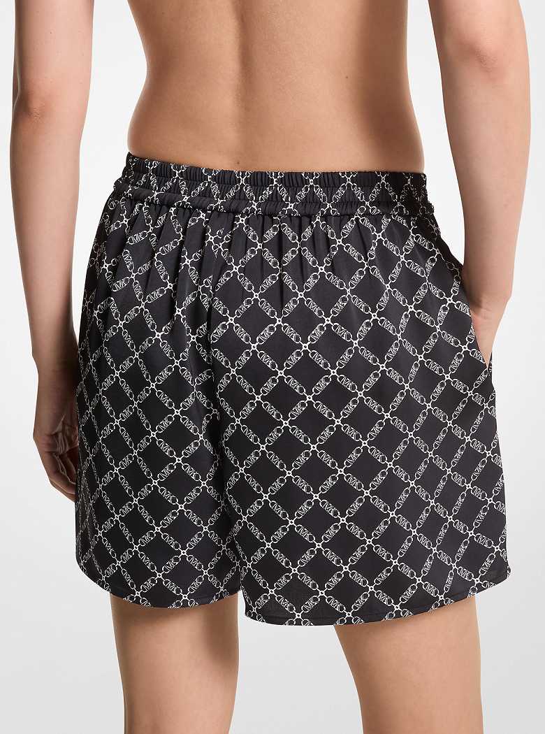 Michaelkors Empire Logo Print Satin Pretas Branco | SN-MK26548