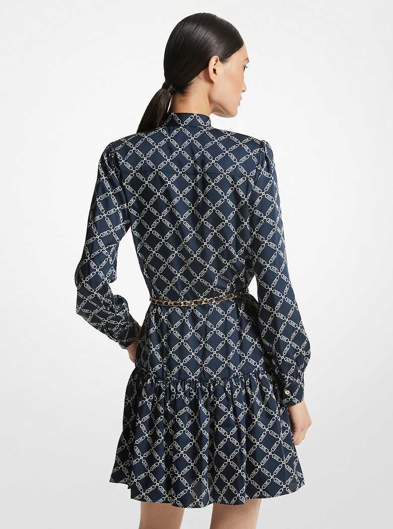 Michaelkors Empire Logo Satin Tie-Front Azuis | SN-MK26732