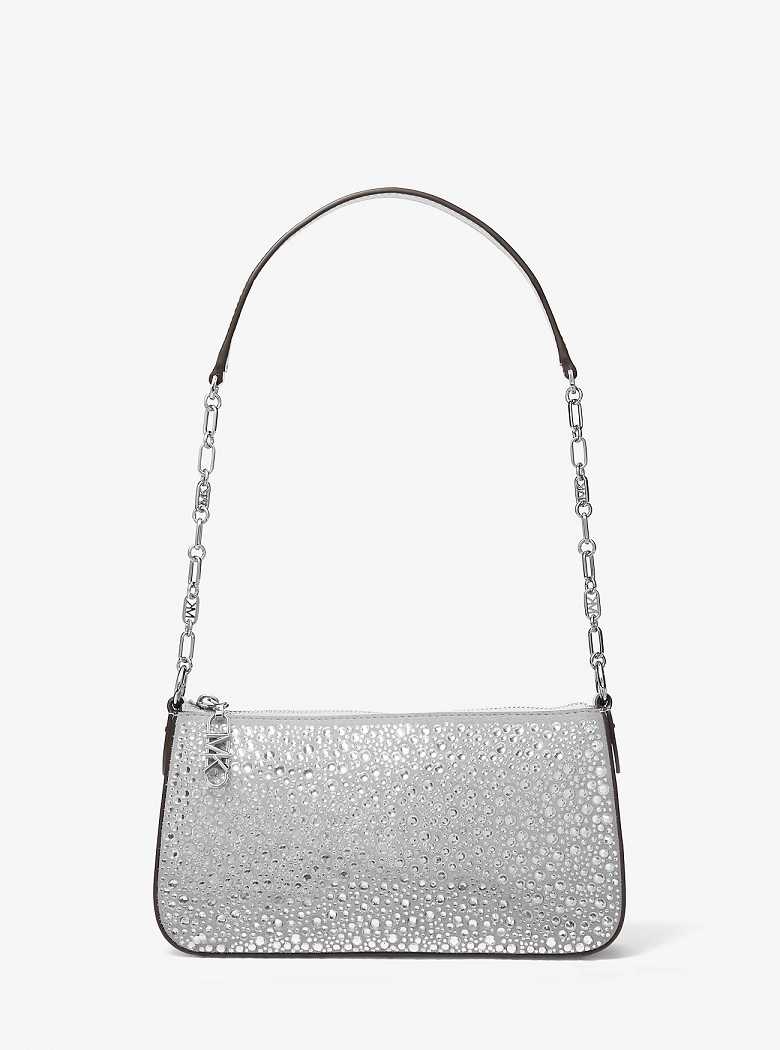 Michaelkors Empire Medium Embellished Suede Chain-Link Prateadas | SN-MK26978