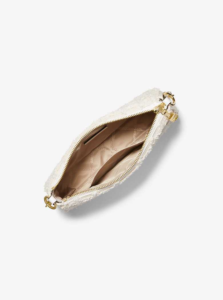 Michaelkors Empire Medium Frayed Denim Chain-Link Branco | SN-MK27008