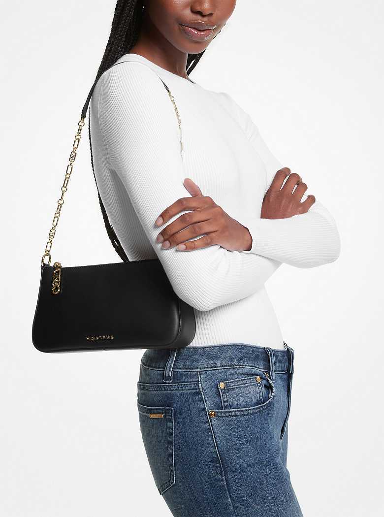 Michaelkors Empire Medium Leather Chain-Link Pretas | SN-MK26980