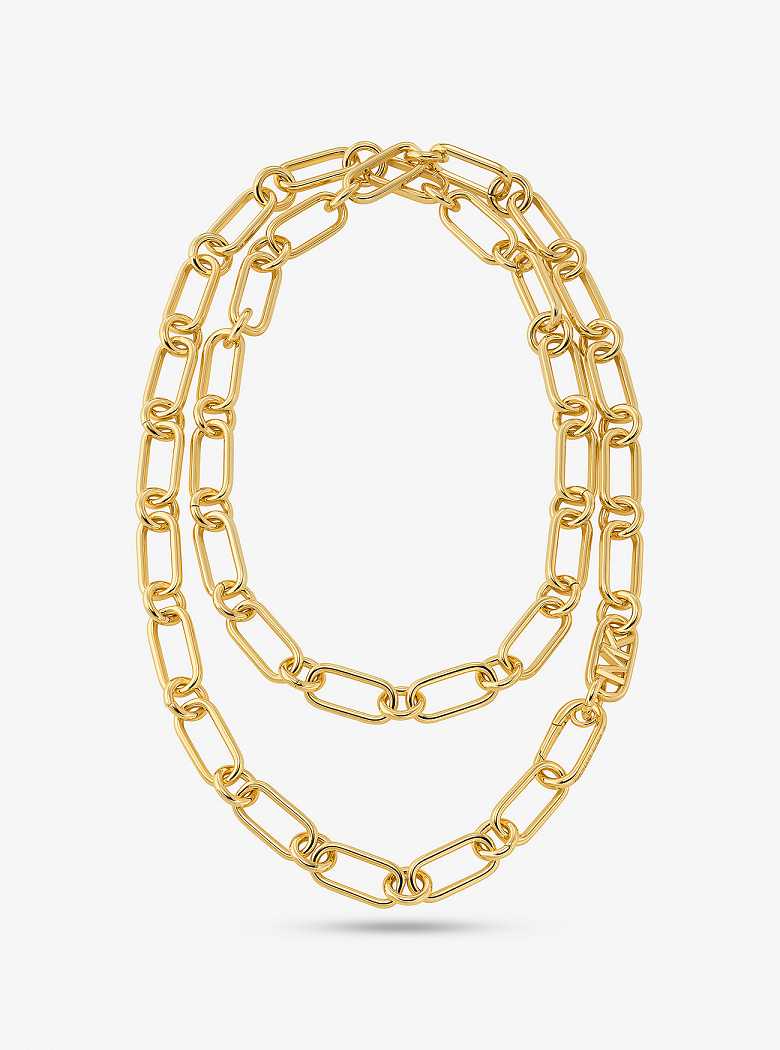 Michaelkors Empire Precious Metal-Plated Brass Double Chain-Link Douradas | SN-MK27813