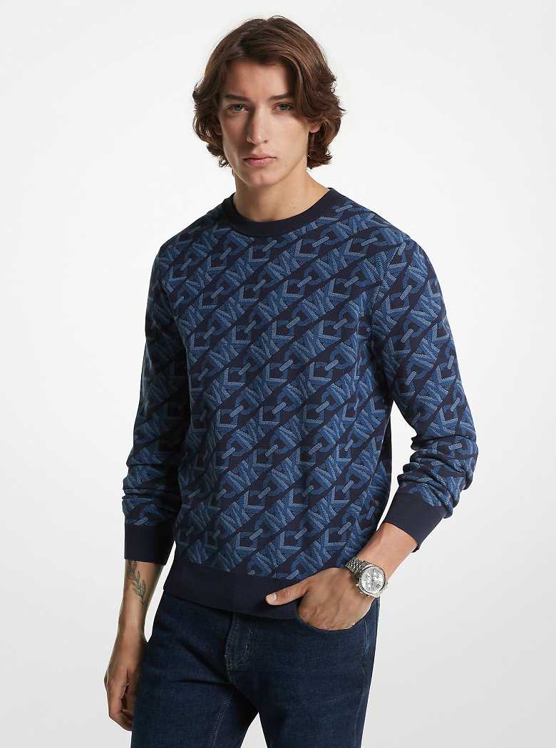 Michaelkors Empire Signature Logo Jacquard Merino Wool Azuis | SN-MK28046